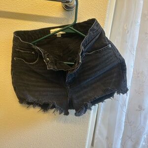 Abercrombie & Fitch Black Jean Shorts High-Waisted Frayed Hem